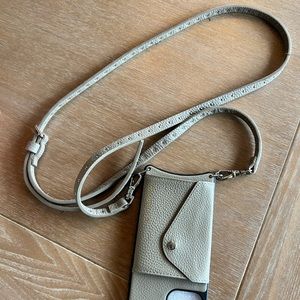 Bandolier iPhone 12/12-Pro cross-body 3-piece set in "Greige" w/AirPod pro case